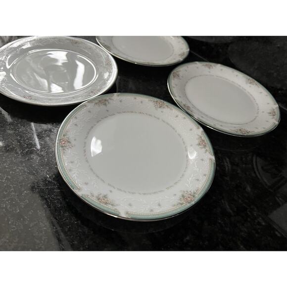 Noritake Greenbrier 4101 Bread Dessert Plates Platinum Rim 6.25" Set of 4 - Picture 4 of 8